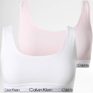 Calvin Klein - Pack de 2 Sujetadores Mujer QF8494 Blanco Rosa Claro
