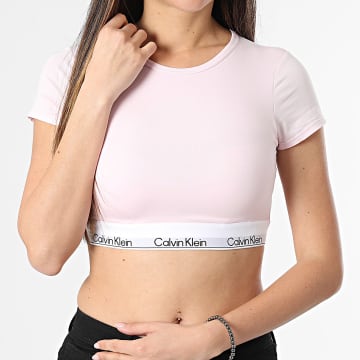 Calvin Klein - Tee Shirt Crop Femme 8495 Rose Clair