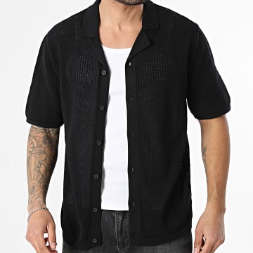 Jack And Jones - Chemise Manches Courtes Ajourée Jerry Noir