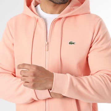 Lacoste - Sweat Zippé Capuche Logo Brodé Crocodile Classic Fit Rose