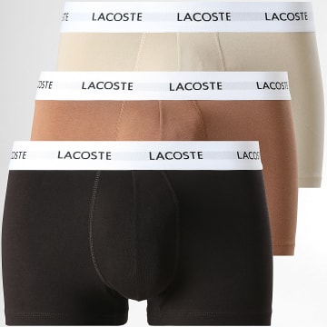 Lacoste - Lot De 3 Boxers Classic Marron Camel Beige