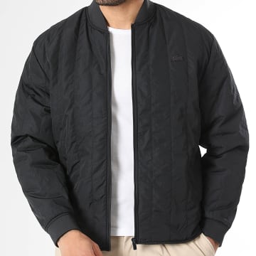 Lacoste - Jacke mit Reißverschluss Logo Bestickter Krokodil Ton in Ton Schwarz