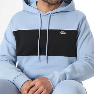 Lacoste - Sweat Capuche Classic Fit Logo Brodé Crocodile Bleu Clair Bleu Marine