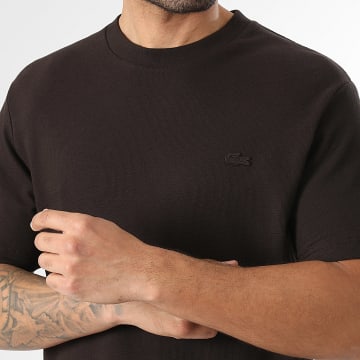 Lacoste - Tee Shirt Classic Fit Logo Brodé Crocodile Ton Sur Ton Marron