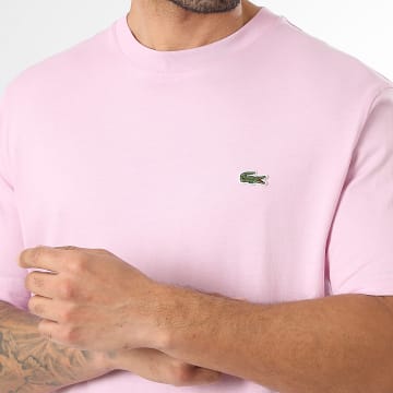 Lacoste - Camiseta Classic Fit Logo Bordado Cocodrilo Rosa