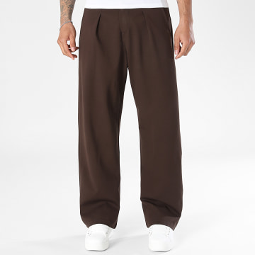 LBO - Pantalon Habillé Large A Plis 2545 Marron Chocolat
