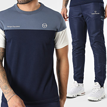 Sergio Tacchini - Ensemble Tee Shirt Et Jogging Prave Termoli 40845 41559 Bleu Marine Gris Blanc