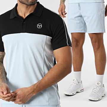 Sergio Tacchini - Set Polo Kurzarm und Jogging-Short Caspio 41431 41434 Hellblau Schwarz