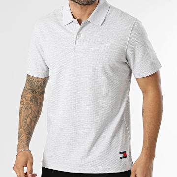 Tommy Jeans - Polo Manga Curta Regular Fit Waffle 2703 Cinza Mescla