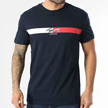 Tommy Jeans - T-Shirt Regular Fit Signature Stripe 2539 Azul Marinho
