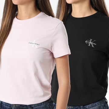Calvin Klein - Lot De 2 Tee Shirts Femme 7C905 Noir Rose