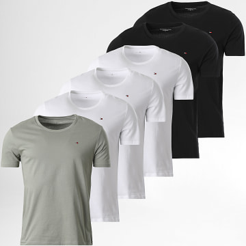 Tommy Hilfiger - Lot De 6 Tee Shirts Signature 3379 Blanc Noir Vert