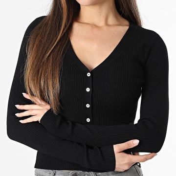 Only - Cardigan abotonado mujer Mist Life negra