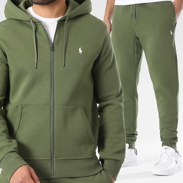 Polo Ralph Lauren - Set Hoodie Zippé Kapuze Und Jogginghose Original Player Khakigrün