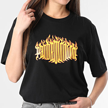 Vald - Tee Shirt Oversize Femme Flamme Noir