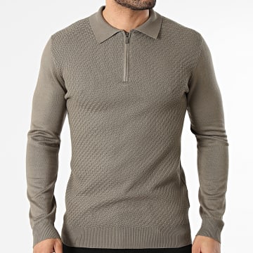 Frilivin - Polo Manga Longa Gola com Fecho 659 Verde Caqui