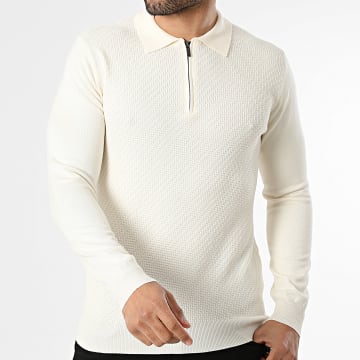 Frilivin - Polo Manga Longa Gola com Fecho 659 Bege Claro
