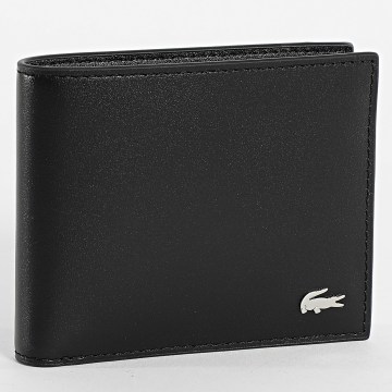 Lacoste - Portefeuille En Cuir Avec Logo Crocodile Metal Noir
