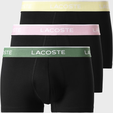 Lacoste - Lot De 3 Boxers Classic Noir Vert Jaune Rose
