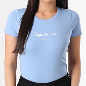 Pepe Jeans - Tee Shirt Slim Femme New Virginia PL505202 Bleu Clair
