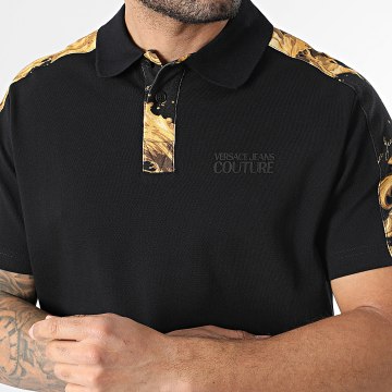 Versace Jeans Couture - Polo Manches Courtes Barocco Wave 80GAG6R1-JS549 Noir Doré