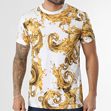 Versace Jeans Couture - Tee Shirt Slim Barocco Wave 80GAH6S0-JS543 Blanc Renaissance