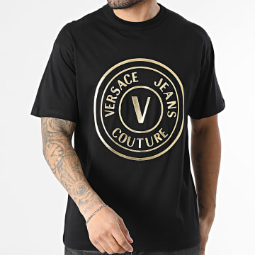 Versace Jeans Couture - Tee Shirt Emblem Foil 80GAHT02-CJ00T Noir Doré