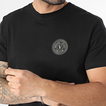 Versace Jeans Couture - Tee Shirt Slim Fit Emblem Patch 80GAHT03-CJ00T Noir