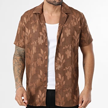 Frilivin - Hemd Kurzarm 310 Braun Meliert Floral