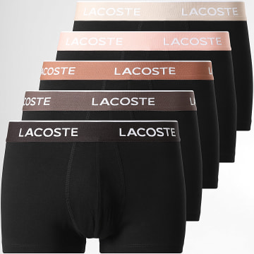 Lacoste - Set di 5 Boxer Classic Nero Marrone Cammello Beige Rosa