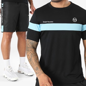 Sergio Tacchini - Ensemble Tee Shirt Et Short Jogging Leone Agnone 41237 41557 Noir Bleu Clair