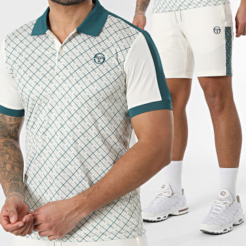 Sergio Tacchini - Completo Polo Maniche Corte E Pantaloncino Da Jogging Mesale 41442 41446 Beige Verde