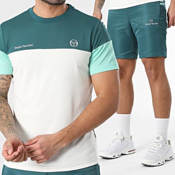 Sergio Tacchini - Ensemble Tee Shirt Et Short Jogging Prave Agnone 40845 41557 Vert Blanc