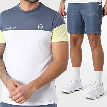 Sergio Tacchini - Ensemble Tee Shirt Et Short Jogging Prave Agnone 40845 41557 Bleu Blanc Jaune