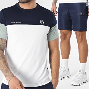 Sergio Tacchini - Conjunto Camiseta Y Pantalón Corto de chándal Prave Agnone 40845 41557 Azul Marino Blanco