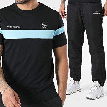 Sergio Tacchini - Ensemble De Survêtement Leone Carson 41237 40850 Noir Bleu Clair