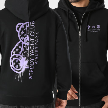 Teddy Yacht Club - Sweat Zippé Capuche Atelier Paris Lavande Noir