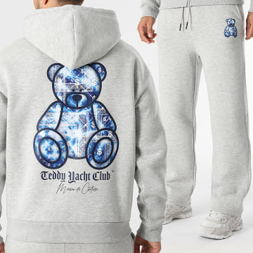 Teddy Yacht Club - Conjunto Sudadera con Cremallera y Capucha Y Pantalón Jogging Maison De Couture Gris Jaspeado