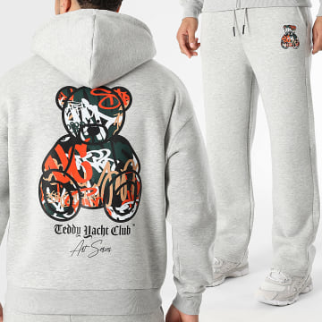 Teddy Yacht Club - Conjunto Sudadera con Cremallera y Capucha Y Pantalón Jogging Art Series Gris Jaspeado