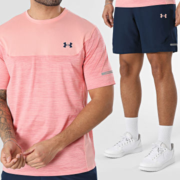 Under Armour - Set  T-Shirt Und Jogging-Short Tech Utility 6004965 6005117 Rosa Marineblau