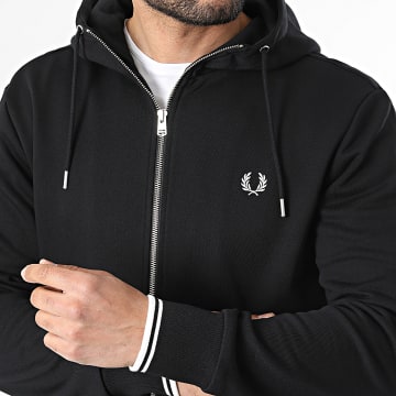 Fred Perry - Felpa con cappuccio con zip J7536 Nero