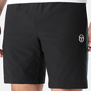 Sergio Tacchini - Short Jogging A Bandes Goccia 41556 Noir Bleu Canard
