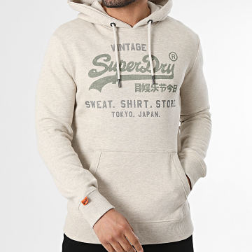 Superdry - Sudadera con Capucha Heritage M2014122A Beige Jaspeado