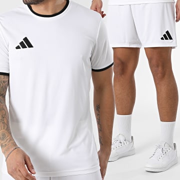 Adidas Sportswear - Ensemble Tee Shirt Et Short Jogging ENT26 Jersey JZ2508 JZ2516 Blanc