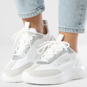 Calvin Klein - Baskets Femme Light Eva Runner Nylon-Suede 3149 Bright White Silver
