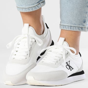 Calvin Klein - Baskets Femme Retro Runner Lace Up Sock 2060 Bright White Marshmallow