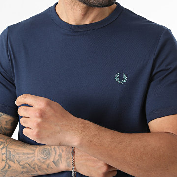 Fred Perry - Camiseta Ringer M3519 Azul Marino Azul Claro