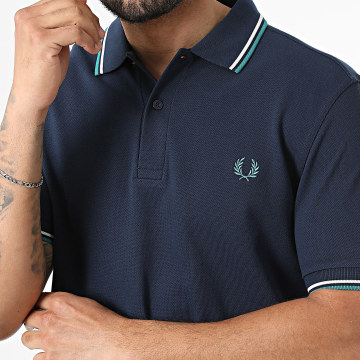 Fred Perry - Polo Manches Courtes Twin Tipped MM3600 Bleu Marine Turquoise