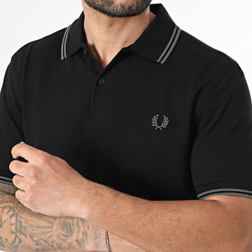 Fred Perry - Polo Manches Courtes Twin Tipped MM3600 Noir Vert Kaki
