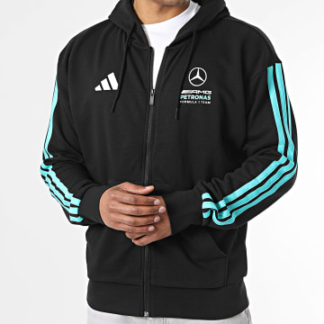 Adidas Performance - Sudadera con capucha con cremallera y bandas Mercedes DNA KE5910 Negra